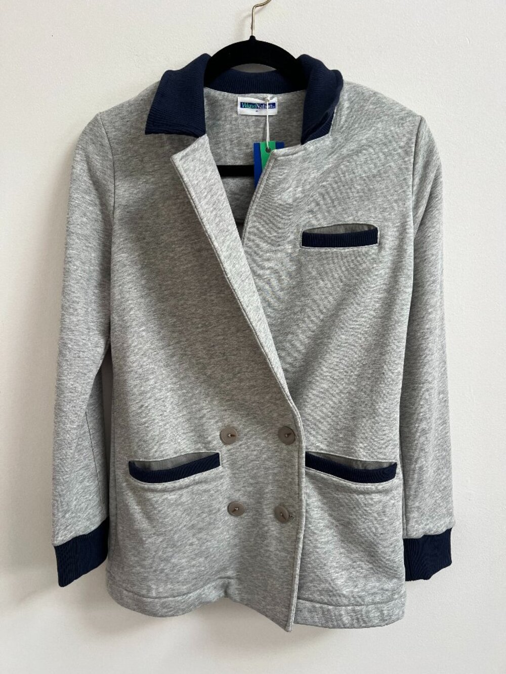 Wknd Nation NWT WorkLeisure Sweatshirt Blazer Heather Gray Navy Blue XS